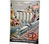 Portugal Lisboa Train Affiche Poster Reproduction/Format Size 50X70 cm Papier 300 GR-Vente du fichier numérique HD Possible Nous Consulter (Boutique : affichevintage.FR)