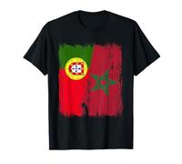 Portugal Maroc Demi Drapeau Portugais Patrimoine marocain T-Shirt