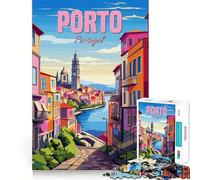 Portugal Porto Puzzle 1000 pièces pour Adolescents, Jeu de logique et de réflexion, détente mentale, découpe précise, Cadeau de Noël (50x75cm)