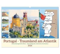 Portugal - Traumland am Atlantik (Wandkalender 2026 DIN A2 quer), CALVENDO Monatskalender: Abwechslungsreiche Natur - überwältigende, historische Architektur