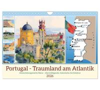 Portugal - Traumland am Atlantik (Wandkalender 2026 DIN A4 quer), CALVENDO Monatskalender: Abwechslungsreiche Natur - überwältigende, historische Architektur