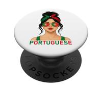 Portuguese Girl Portugal Flag Portuguesa Girlfriend Wife PopSockets PopGrip Adhésif
