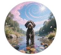 Portuguese Water Dog, Casse-tête Décoratif Circulaire 1000 Pièces Avecchien de Compagnie, pour Un Intérieur Raffiné Et Calme 1000pcs (67.5x67.5cm)