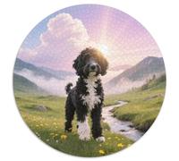 Portuguese Water Dog, Puzzle Rond 1000 Pièces Agrémenté Dechien de Compagnie, Parfait pour Un Dimanche Pluvieux À La Maison 1000pcs (67.5x67.5cm)