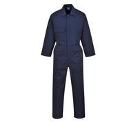 Portwest 2802 Boilersuit Polycoton Ouvertures D'accès Latérales Poche Mètre | Marine, L, UPF 50+, Ceinture Semi Élastiquée, Fermeture Pressions, Tissu Pré Rétréci, Combinaison de Travail, Durable