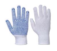 Portwest Gant classique tricoté à picots PVC Blanc/Bleu Taille L A111WBRL