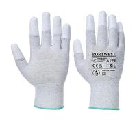Portwest Gant de sécurité A198 – Antistatique, bout des doigts PU, Gris, XL