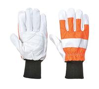 Portwest A290 Gant Bûcheron Tronçonneuse (classe 0) Polyester Construction | Orange, XL, EN 388 (3123X), EN ISO 21420 Dextérité 5, Cuir de Qualité Supérieure, Poignet Tricoté, Agriculture et Forestier
