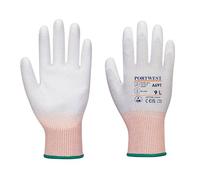 Portwest A697 Gant paume enduite PU ESD - Paquet de 12 Gris/Blanc - 12 paires de gants - Taille S