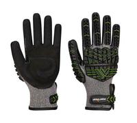 Portwest A755 Gant anti impact en mousse nitrile CutF Noir/Vert - La paire - Taille L