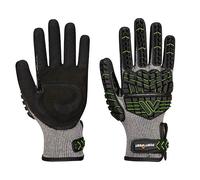 Portwest A755 Gant anti impact en mousse nitrile CutF Noir/Vert - La paire - Taille S