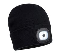 Portwest B028 Bonnet Beanie double LED rechargeable Noir