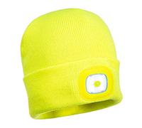 Portwest B029 Lampe frontale LED rechargeable USB Beanie Jaune,