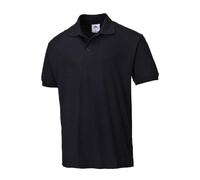 Portwest B210 Polo Naples en Piqué Poly Coton Protection UPF 40+ | Noir, S, Col Et Manchettes À Côtes, Ouverture À Boutons Patte, Coutures Double Piqûre, Adapté À La Personnalisation