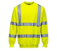 Portwest B303 Sweat-Shirt Bande Réfléchissante Poignets Bord Côte Léger | Jaune, 2XL, EN ISO 20471 Classe 3, Polyester, Tissu Gratté, Coupe Ample, Manches Longues, Haute Visibilité
