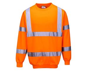 Portwest B303 Sweat-Shirt Bande Réfléchissante Poignets Bord Côte Léger | Orange, XL, EN ISO 20471 Classe 3, Polyester, Tissu Gratté, Coupe Ample, Manches Longues, Haute Visibilité