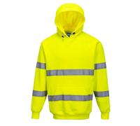 Portwest B304 Sweat-Shirt Haute Visibilité Capuche Bande Réfléchissante | Jaune, 2XL, EN ISO 20471 Classe 3, UPF 40+, 65% Polyester et de 35%, Poignets Bord Côte, Tissu Gratté, Poche Kangourou