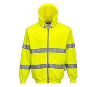 Portwest B305 Sweat Zip Capuche Ouverture Frontale Zippée Ourlet Bord Côte | Jaune, XL, EN ISO 20471 Classe 3, UPF 40+, Bande Réfléchissante, 2 Poches Latérales, Tissu Gratté, Fermeture Éclair