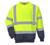 Portwest B306 Sweat-shirt Bicolore Panneaux Contrastant Poignets Bord Côte | Jaune/Marine, 3XL, EN ISO 20471 Classe 3, UPF 40+, Bande Réfléchissante, Tissu Gratté, Haute Visibilité, Durable