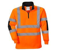 Portwest B308 Maillot de Rugby Xenon de Travail Haute Visibilité Orange, Moyen