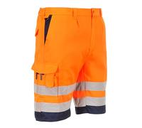 Portwest Bermuda HiVis Poly-coton, Couleur: Orange/Marine, Taille: S, E043ONRS
