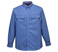 Portwest - Biz Flame Plus Flame Resistant Safety Workwear Shirt - Blue - L