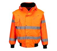 Portwest Blouson Bomber HiVis 3 en 1, Couleur: Orange, Taille: L, C467ORRL