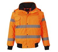 Portwest Blouson Bomber HiVis 3 en 1, Couleur: Orange, Taille: XL, C467ORRXL
