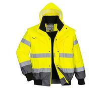 Blouson haute visibilité 3 en 1 Portwest manches amovibles bicolore - Jaune/Gris L