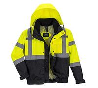 Portwest Blouson Haute Visibilité Premium 3 en 1, Couleur: Jaune/Noir, Taille: 4XL, S365YBR4XL