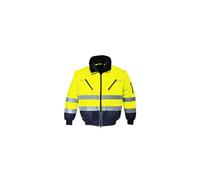 Portwest Blouson pilote 3 en 1 haute visibilité, Couleur: Jaune/Marine, Taille: S, PJ50YNRS