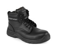 Portwest FC12 Brodequin Thor composite Fourré Antidérapant Double Densité | Noir, 44, S3S EN ISO 20345, Chaussures Anti-Statique, Tige Résistante à L'eau, Cuir Pleine Fleur, Doublé Fourrure