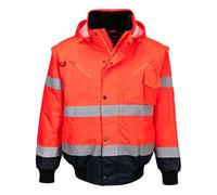 Portwest C465 Blouson Bomber 3-en-1 Haute Visibilité Bicolore Rouge/Marine - Taille S