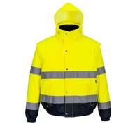 Portwest C468 Blouson 2-en-1 Poche Poitrine Intérieure Doublure Matelassée | Jaune, M, EN ISO 20471 Classe 3, EN 342, Oxford 300D, Imperméable à L'eau, Poignets Élastiqués, Haute Visibilité, Multipoche
