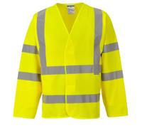 Portwest C473 Gilet 2 Bandes Baudrier manches Coupe Ample Léger | Jaune, S/M, EN ISO 20471 Classe 3, 100% Polyester, Fermeture par Velcro, Vêtement Polyvalent, Bande Réfléchissante, Mixte