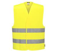 Portwest C474 Gilet Double Bande Coupe Ample Haute Visibilité Réfléchissant | Jaune, S/M, EN ISO 20471 Classe 2, UPF 40+, Polyester, Lavable en Machine, Auto-Agrippant, Ferroviaire
