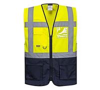 Portwest C476YNRS Warsaw Executive Vest, Regular, Small, Yellow/Navy