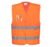 Portwest C494 Gilet HV Semi Coupe Ample Maille Respirant Lavable en Machine | Orange, S/M, EN ISO 20471 Classe 1, Polyester, Bande Réfléchissante, Haute Visibilité, Léger, Auto-Agrippant
