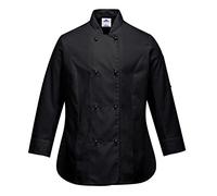 Portwest C837 Veste de Chef Rachel pour Femme Manches Longues Noir, XS