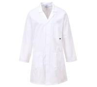 Portwest C852 Manteau Polycoton Lavable en Machine à 60°C Tissu Pré Rétréci | Blanc, M, UPF 50+, 65% Polyester, 35% Coton, Deux Poches Plaquées, Résistant à L'usure, Bord Avant Caché, Fermeture Pressions