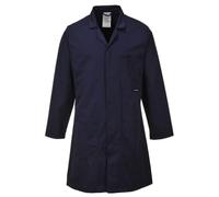 Portwest C852 Manteau Polycoton Lavable en Machine à 60°C Tissu Pré Rétréci | Marine, S, UPF 50+, Deux Poches Plaquées, Fermeture Pressions, 3 Poches, Bord Avant Caché, Entrepôt