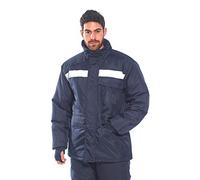 Portwest CS10 Parka Frigoriste Bande Réfléchissante Doublure Matelassée | Marine, 3XL, EN 342, Capuche Enroulable, Col Doublé Polaire, Six Poches, Cordon de Serrage, Finition Déperlante sur le Tissu