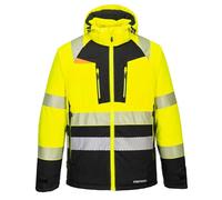 Portwest DX430 Men's Winter Jacket Insulated Waterproof Hi Vis Hooded Work Coat Reflective Fully Lined Padded Zip Safety Utility Reflective Workwear