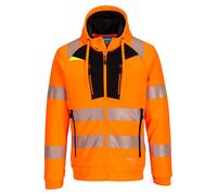 Portwest DX477 Sweat à Capuche Zippé Haute Visibilité Col Tunnel Orange/Noir