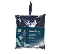Portwest Ensemble de pluie classique | EN 343 classe 3:1, polyester enduit de PVC, capuche réglable pliable, certifié CE