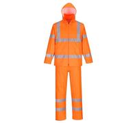 PORTWEST Ensemble de pluie enroulable haute visibilité Orange 3XL - Vêtements haute visibilité