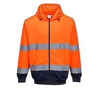 Portwest Felpa Bicolore Con Cappuccio e Zip intera Hi-Vis