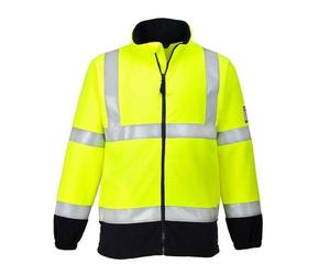 Portwest FR31 Polaire Haute visibilité Flamme Ouverture Frontale Zippée | Jaune, 2XL, EN ISO 20471 Classe 3, EN ISO 11612, EN 1149-5, Poignets Élastiqués, Cordon de Serrage, Tissu Classé UPF 40+