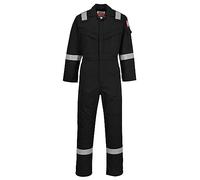 Portwest FR50 Combinaison Réfléchissante Résistante aux Flammes Antistatique et Ignifuge pour Homme avec Protection contre les Arcs Électriques 350g Noire, M