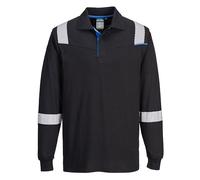 Portwest FR711 Polo à manches longues résistant aux flammes WX3 Noir - Taille M